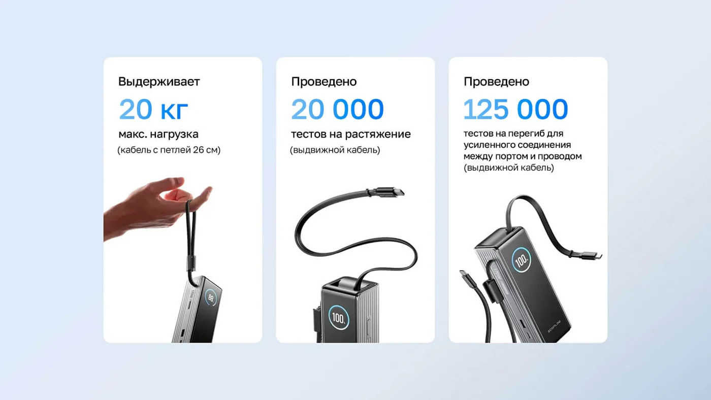 Повербанк EcoFlow RAPID 25k (25 000 мАч, 170 Вт, со встроенным и выдвижным кабелями 100 Вт) — материал 4