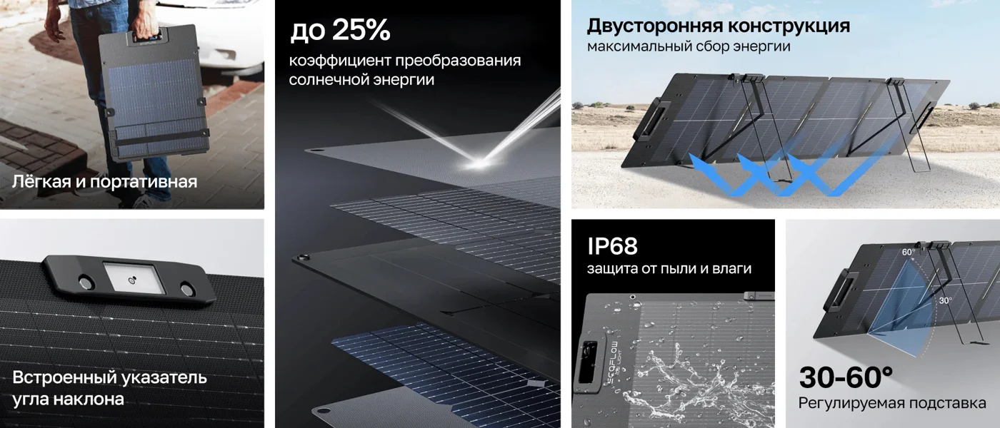 Cолнечная панель складная облегченная двусторонняя EcoFlow 110 Вт — материал 1